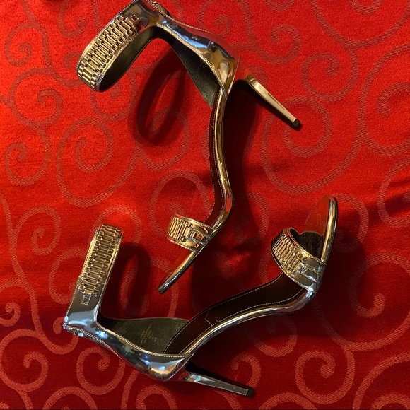 New Kendall & Kylie Silver Open Toe Heels 9 - Picture 5 of 7